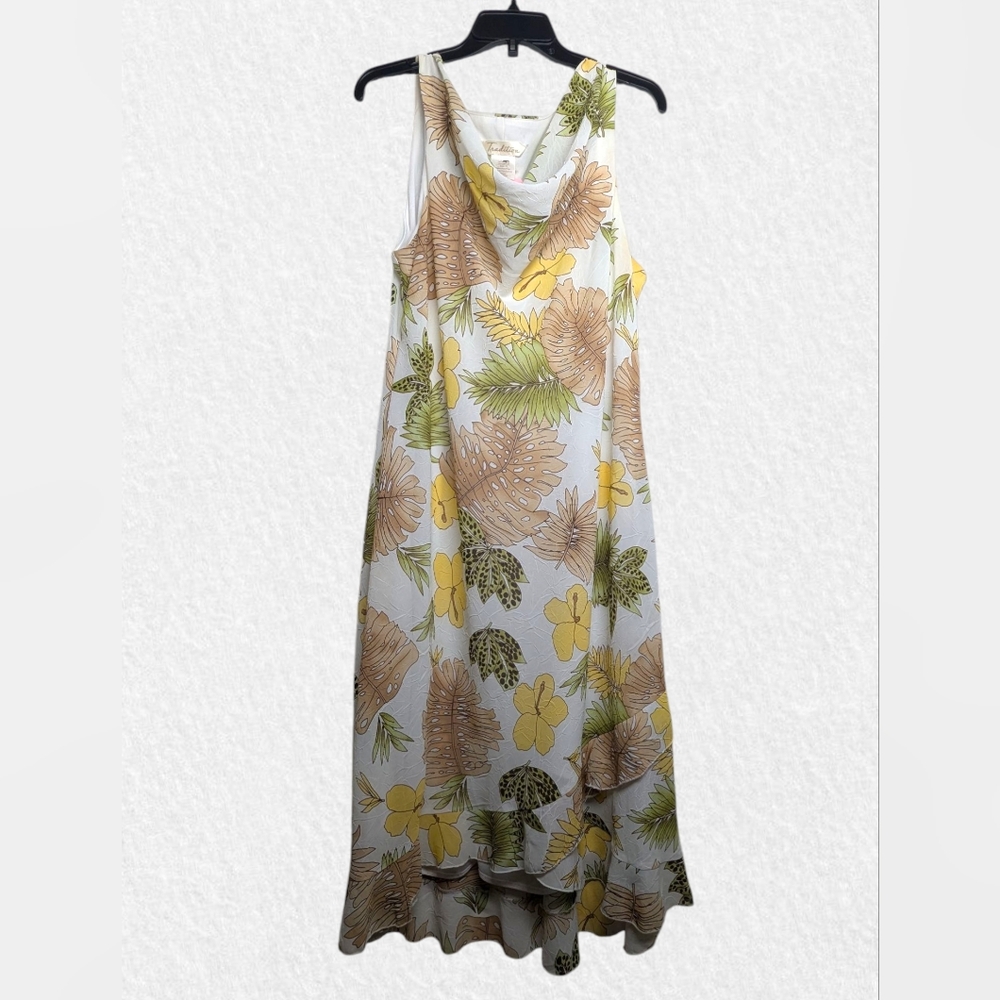 Traditions Vintage Floral Sleeveless Dress - Yellow and Green